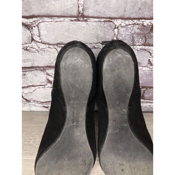 Aquatalia Black Suede Leather Wedge Back Zipper Booties Women’s Sz 8M US/38.5EU - Picture 8 of 16